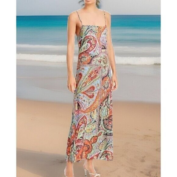 Rhode Jemima Paisley Crepe Midi Dress Size 0 Festival Of Love - Picture 1 of 14